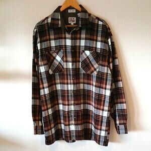 Ely Cattlman Tall Man Brown Plaid Flannel Western Button Up